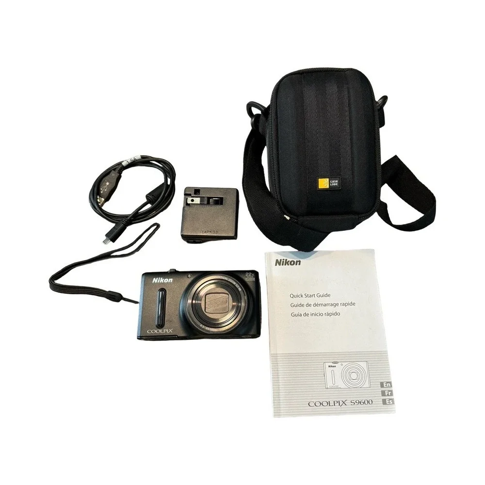 Nikon Coolpix S9600 Digital Camera Black 16MP 22x Zoom WiFi Bundle Case Logic